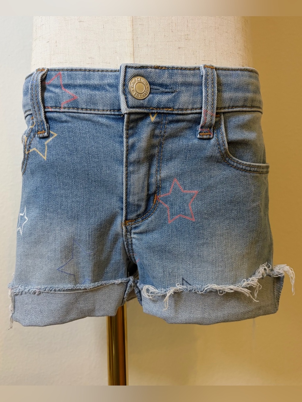 Gap Kids Star Print Denim Shorts - Size 8 (8-9Y)